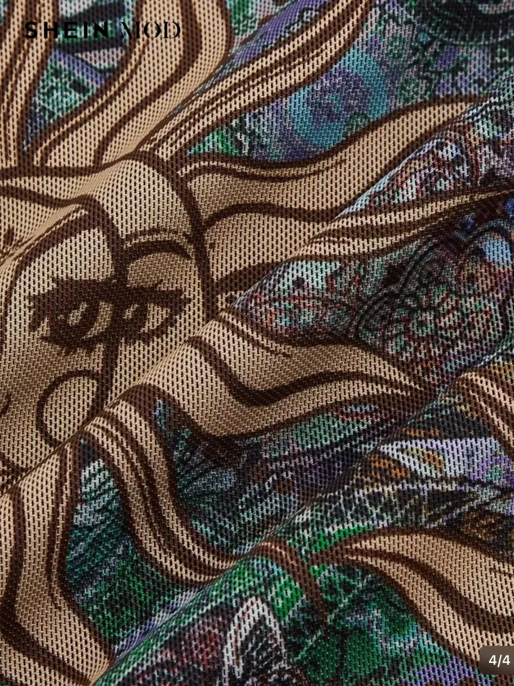 SHEIN MOD Sun Print Lettuce Trim Celestial Motif Maxi Skirt Medium - Picture 3 of 14